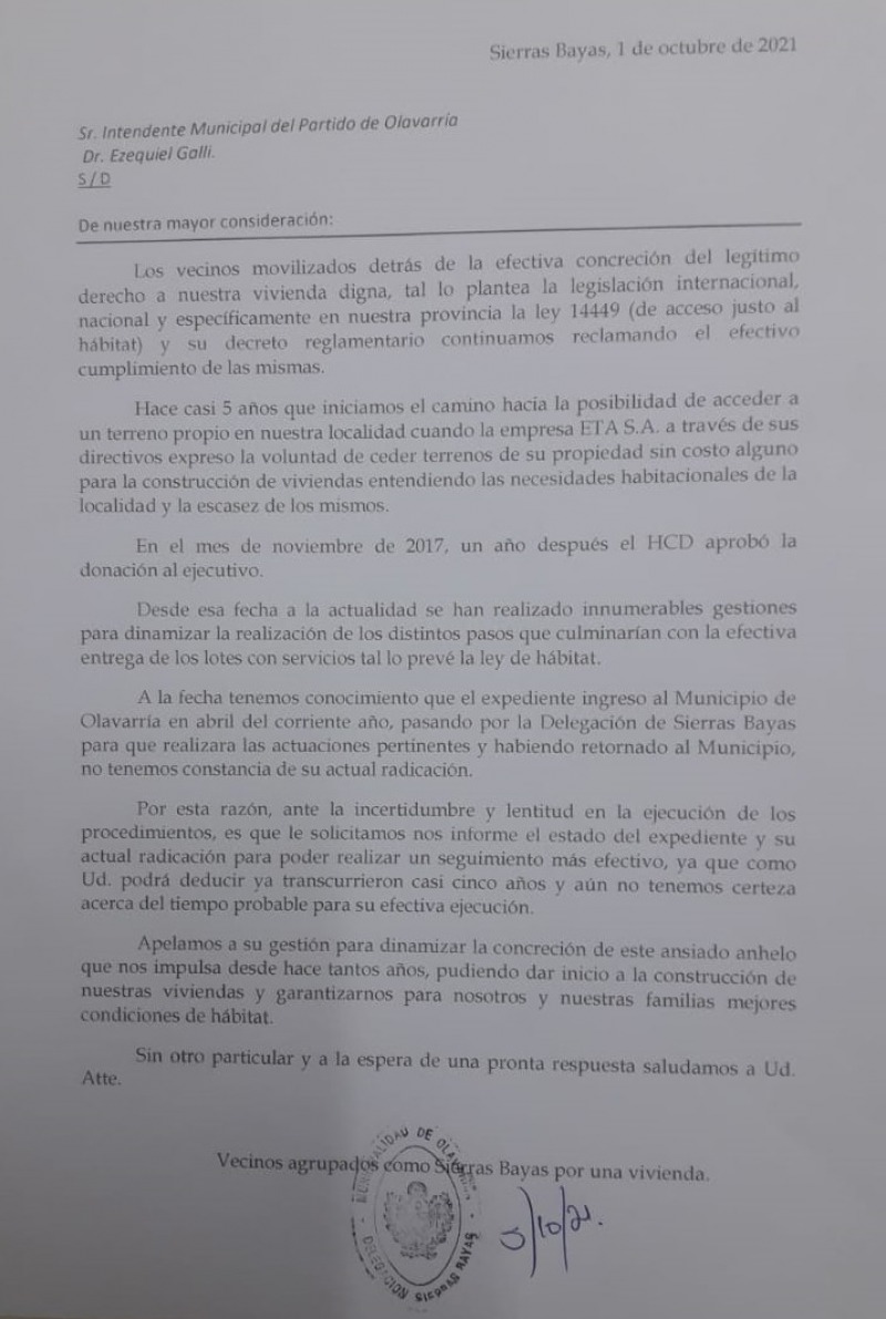 Piden informacin al Municipio por los terrenos que cedi ETA